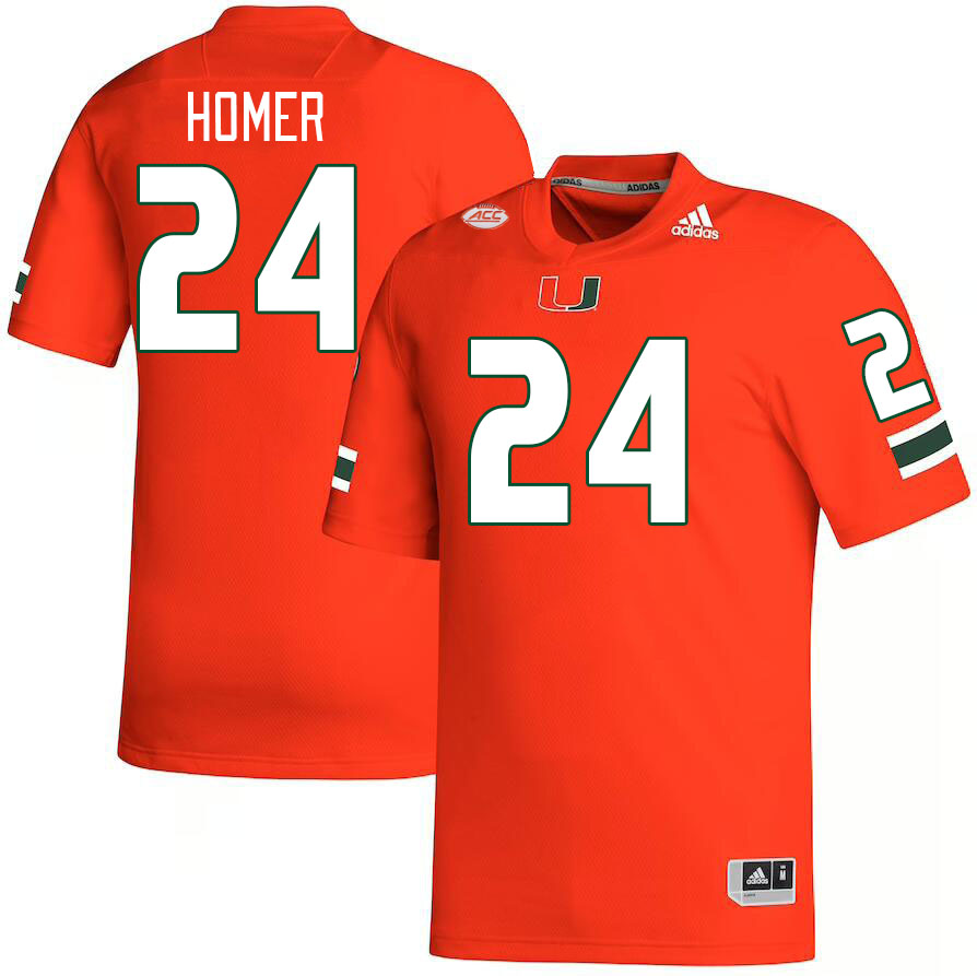 #24 Travis Homer Miami Hurricanes Jerseys Football Stitched-Orange
